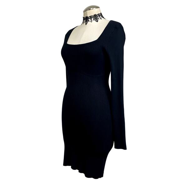 Stretch Gothic Ribbed Vampire Victorian Long Sleeve Sweater Dress - Picture 3 of 10